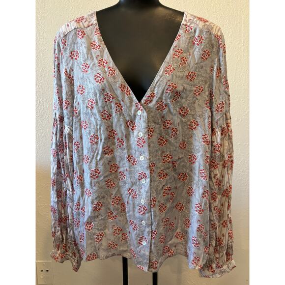 Lucky Brand Floral Top Blouse Size Small Cottagecore Peasant Viscose - Picture 1 of 5